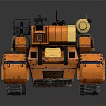 Orange Futuristic Battle Tank With Cannon Tracks Armor And Design Details