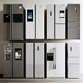 Modern Refrigerators And Freezers Featuring Multiple Designs Display Screens And Color Options 3d model