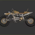 Orange Off Road Motorcycle Featuring Large Tires Metal Frame Front Lights and Rugged Design