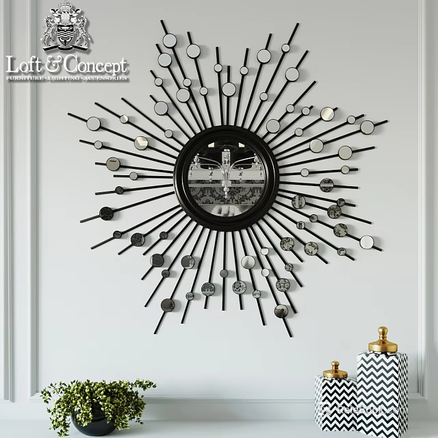 Decorative Radiant Design Mirror With Metal Frame For Modern Wall Decor 3d model 