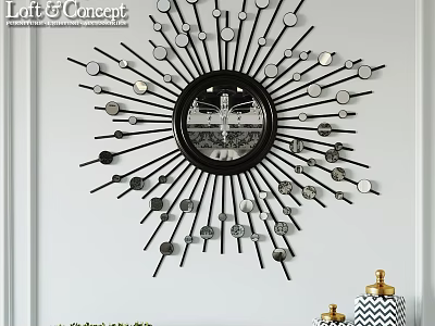 Decorative Radiant Design Mirror With Metal Frame For Modern Wall Decor 3d model