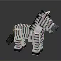 Pixel Art Zebra Figure With Black And White Stripes Design 3d model