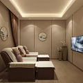 SPA Sauna Room With Wooden Elements Massage Bed Small Table Chairs And City View Window
