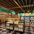 Modern Supermarket Department Store Interior With Shelves Product Display And Shopping Space