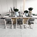 Light Luxury Modern Dining Table and Chair Combination 3d model