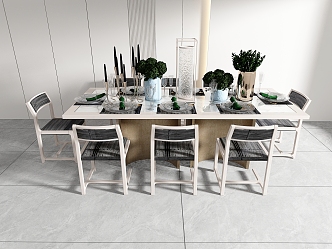 Light Luxury Modern Dining Table and Chair Combination 3d model