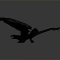 Game Movie Character Black Dragon Flying With Large Wings And Red Eyes