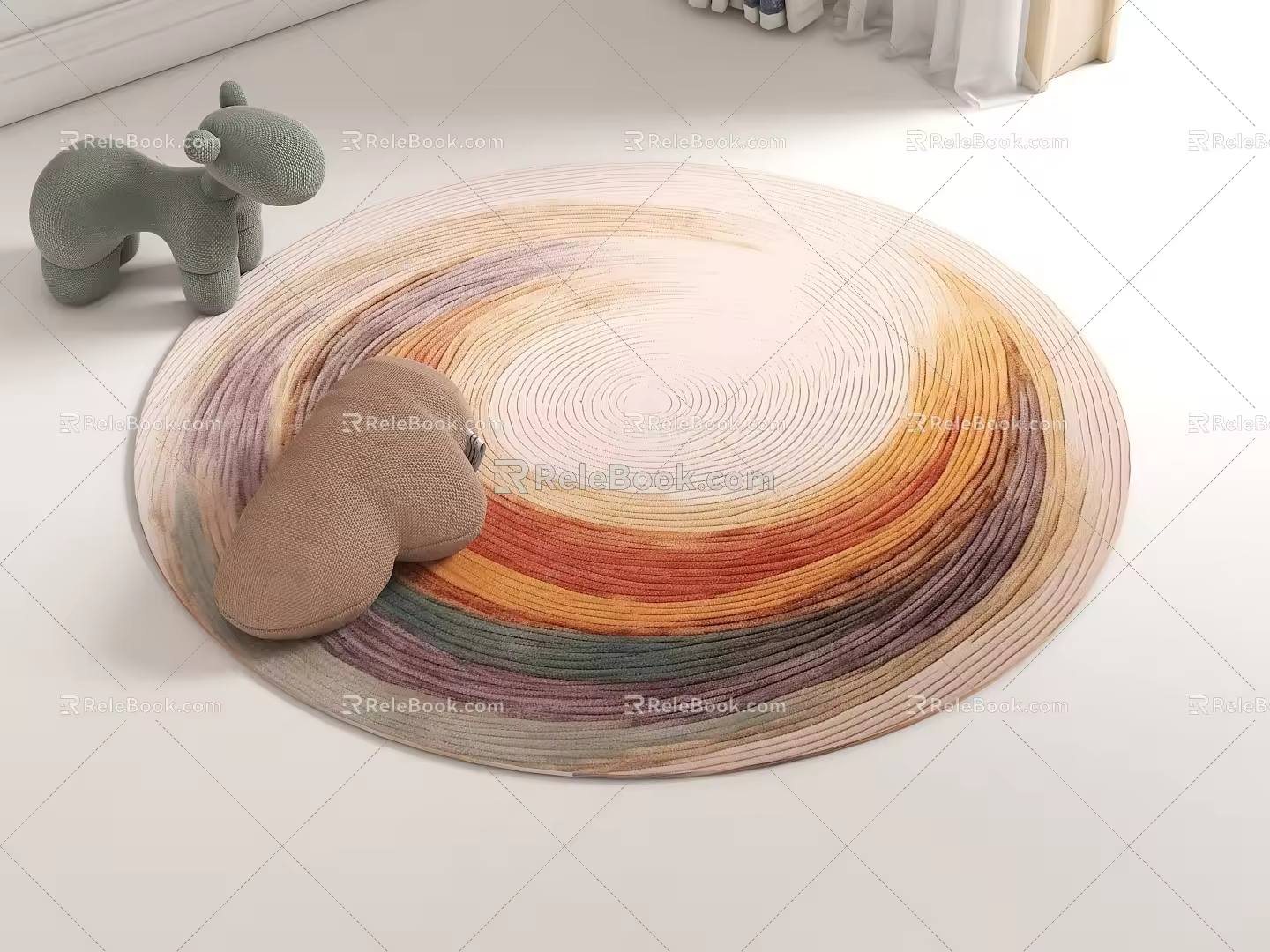 Modern Round Carpet Fabric Carpet Cream Style Carpet Home Style Carpet Round Cream Style Carpet 3d model