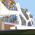 Modern Industrial Factory Exterior With Glass Curtain Wall Geometric Structure And Evening Lighting