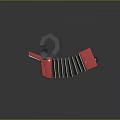 Red Accordion Musical Instrument With Piano Keyboard And Black Bellows