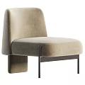Modern Minimalist Single Sofa In Gray Textured Fabric With Metal Legs Design