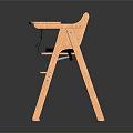 Orange Wooden High Chair With Removable Tray And Safety Belt For Toddler Dining Use