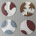 Modern Circular Wall Decor With Abstract Wave And Geometric Line Patterns 3d model