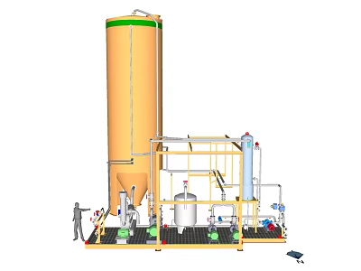 Industrial Equipment Featuring Large Storage Tank Piping System Support Frame And Small Containers 3d model