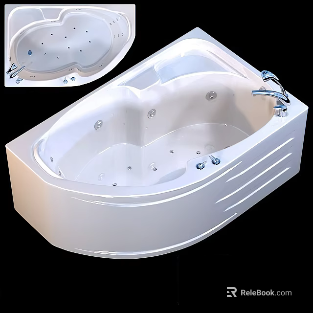 Luxury Whirlpool Bathtub With Multiple Massage Jets And Chrome Faucet 3d model 