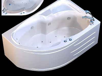 Luxury Whirlpool Bathtub With Multiple Massage Jets And Chrome Faucet 3d model