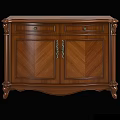 Classic Solid Wood Entryway Side Cabinet With Chevron Pattern Doors And Carved Legs 3d model