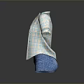 Plaid Shirt Over Purple Tank Top With Blue Denim Shorts Casual Outfit