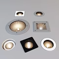 Various Modern Downlights and Spotlights with Different Shapes and Colors for Indoor Lighting