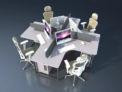 Modern Office Workstation Featuring Swing Door Design And Ergonomic Chairs 3d model