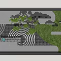 Karesansui Zen Garden Featuring Raked Sand Patterns Stone Arrangements And Moss Patches