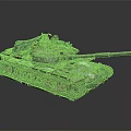 Rusty Military Tank With Weathered Armor Long Cannon And Track Details