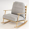 Cozy Gray Fabric Rocking Chair with Light Wooden Frame for Comfortable Relaxation