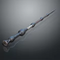 Decorative Magic Wand Weapon With Intricate Carved Design And Wooden Handle