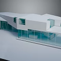Future Architecture Design With White Geometric Exterior Glass Curtain Walls And Open Layout