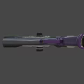 Tactical Pistol With Purple Grip Black Frame Mounted Scope And Hollowed Design