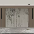 Elegant Modern Living Room Interior With Bamboo Mural Wooden Elements And Rug