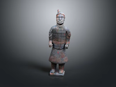 Ancient Chinese Terracotta Warrior Statue With Armor Traditional Attire And Standing Pose 3d model