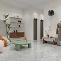 Women's underwear collection shop DuPont paper background sofa partition green plant model cash register shelf 3d model