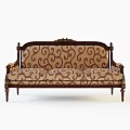 Classical Vintage Sofa With Wooden Frame Scroll Pattern And Ornate Carved Details 3d model