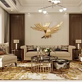Modern Dining Living Room Interior With Chandelier Dining Table And Green Brown Chairs