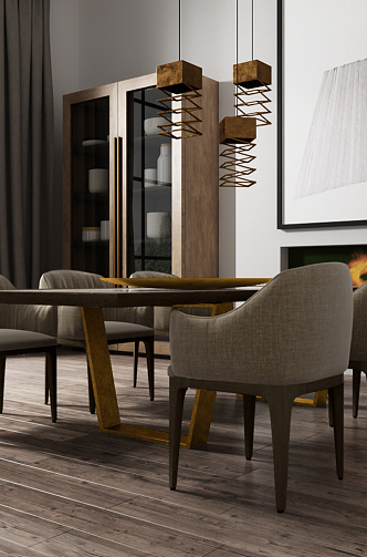 Nordic Dining Table and Chair Combination 3d model