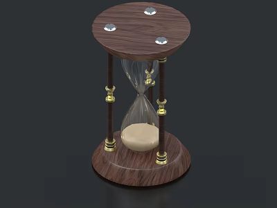 Decorative Ornament Set Featuring Wooden Base Hourglass Gold Accents And Crystals 3d model