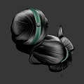 Game Movie Character With Long Black Braided Hair And Green Hair Bands Back View