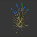 Lush Green Grass With Slender Stems And Leaves Featuring Yellow Stripes On Gray Background