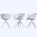 Modern Leisure Accent Chairs With Curved Backrest And Tripod Base In Black White Blue