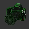 3D Rendered Digital Camera With Black Body And Green Lens Cap For Electronics Enthusiasts