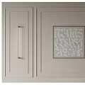 Elegant Light Beige Paneled Background Wall With Central Decorative Carving And Wall Sconces