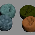 Sofa Stool Fabric Round Stool Single Sofa 3d model