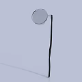 Round Mirror with Black Slim Stand and White Line at the Bottom