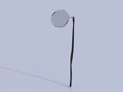 Round Mirror with Black Slim Stand and White Line at the Bottom 3d model