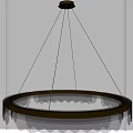 Modern Circular Chandelier With Hanging Crystal Details And Illuminated Ring Design