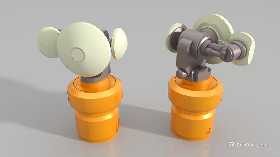 Industrial Equipment Featuring Orange Base Rotating Arm And Mechanical Components 3d model 