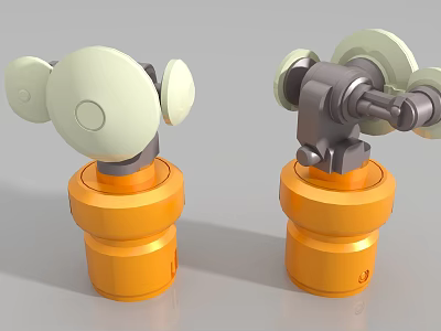 Industrial Equipment Featuring Orange Base Rotating Arm And Mechanical Components 3d model