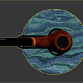 Elegant Red Smoking Pipe with Black Stem on Blue Textured Base for Daily Use