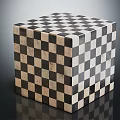 Polished Smooth Floor With Checkerboard Pattern Cube And Shiny Reflection Effect